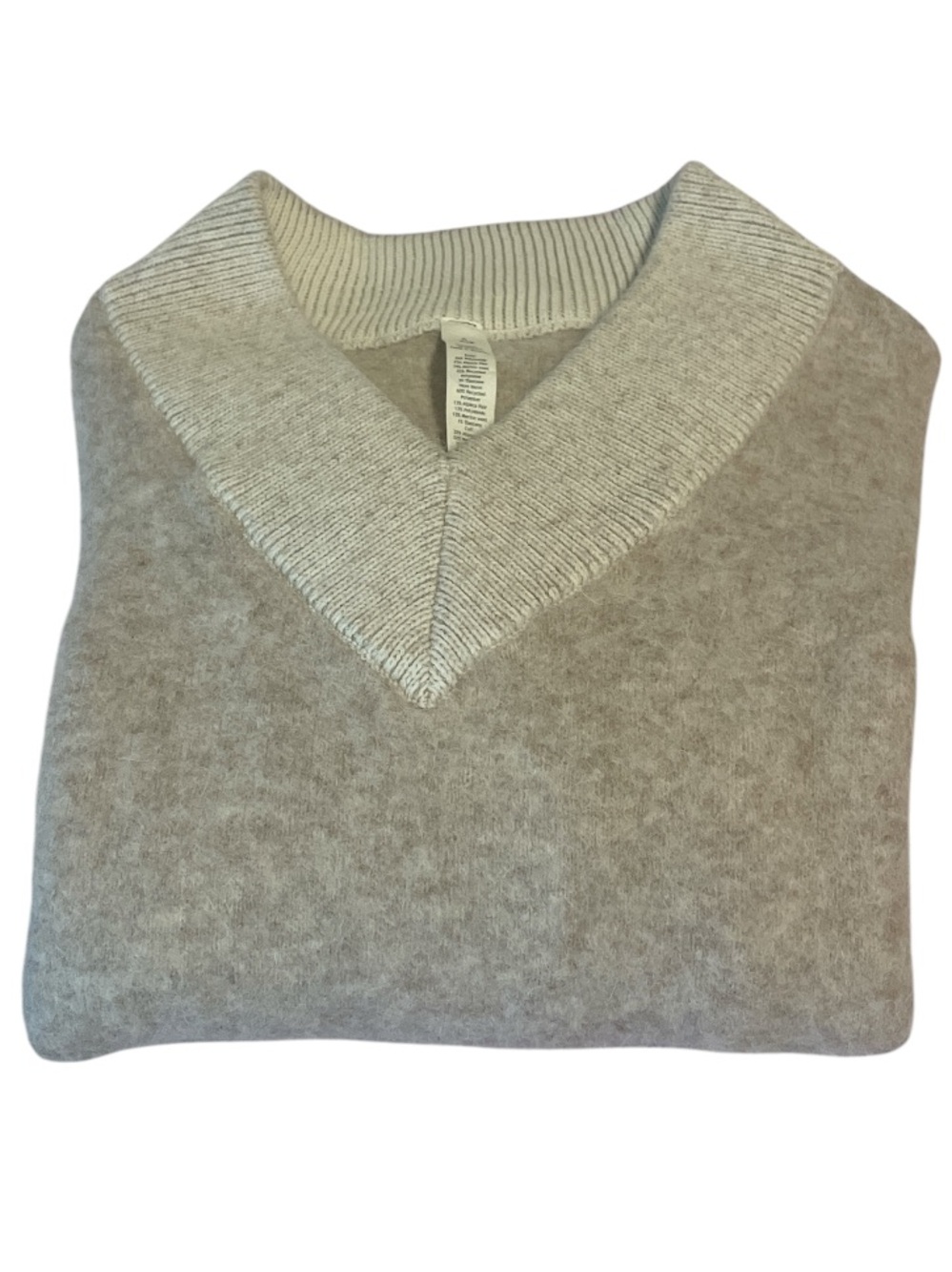 Lululemon Alpaca Wool-Blend V-Neck Sweater Heathered White Opal Size Small - Picture 8 of 8